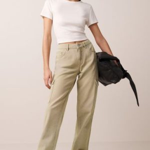 ENDLESS264 | Khaki Green Cargo Straight Leg Jeans