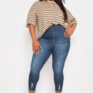 ENDLESS278 | Blue Jenny Cat Scratch Cropped Jeggings