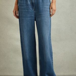 ENDLESS266 | Mid Blue Lyle Petite Lightweight Viscose Blend Relaxed Jeans