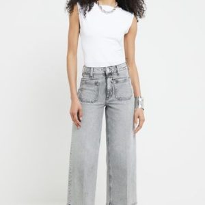 ENDLESS265 | Grey Pocket Front Wide Crop Jude Jeans