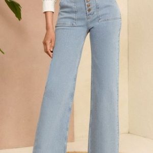 ENDLESS270 | Light Blue Button Fly Wide Leg jeans