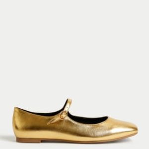 ENDLESS314 | Metallic Buckle Flat Ballet Pumps