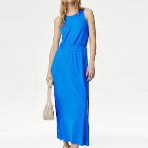 ENDLESS298 | Round Neck Midi Waisted Dress