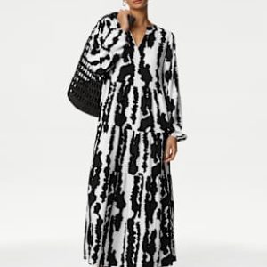 ENDLESS293 | Printed V-Neck Midaxi Dress