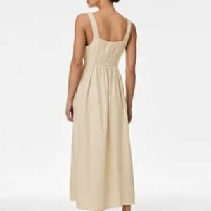 ENDLESS279 | Linen Blend Midaxi Swing Dress