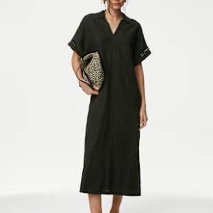 ENDLESS284 | V-Neck Collared Midi Shift Dress