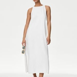 ENDLESS295 | Round Neck Midi Slip Dress