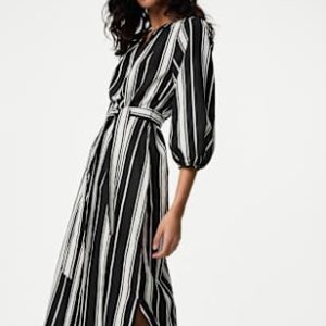 ENDLESS294 | V-Neck Belted Maxi Column Dress