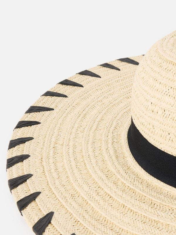 ENDLESS308 | Cream Whipstitch Edge Floppy  Hat - Image 2