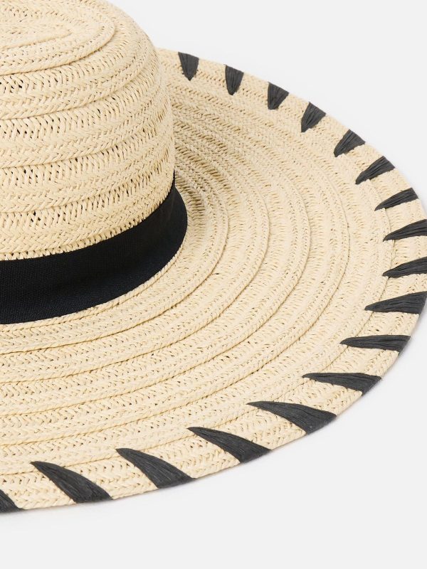 ENDLESS308 | Cream Whipstitch Edge Floppy  Hat - Image 3